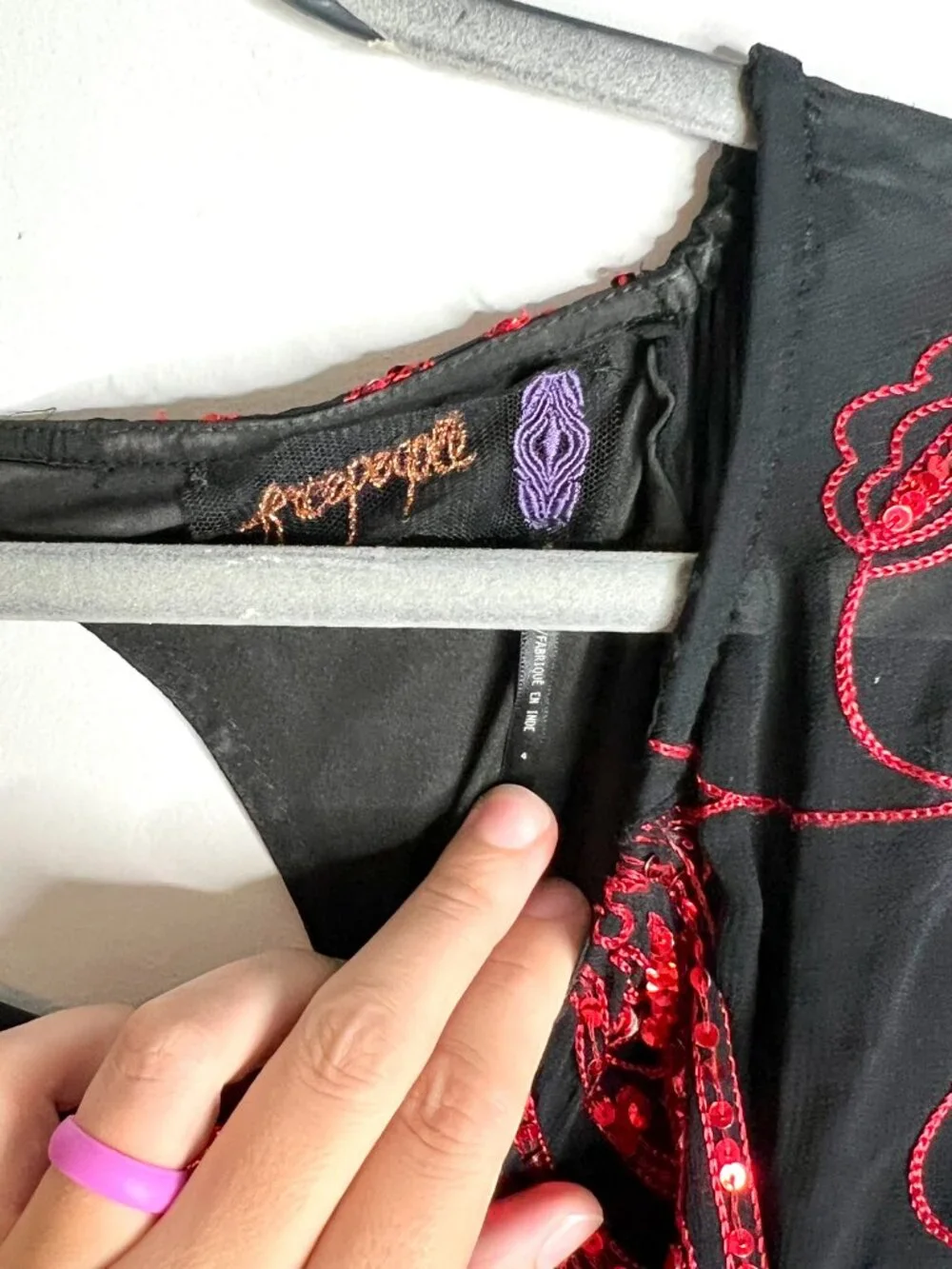 Free People My Beloved Red Sequined Mini Dress Vamp Whimsigoth Halloween Sz 4